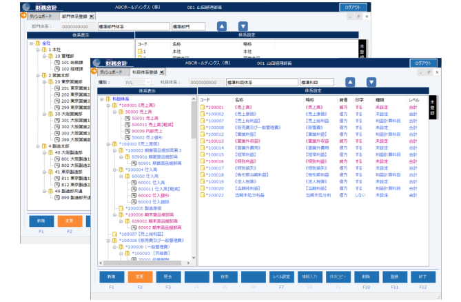 部門体系／科目体系登録